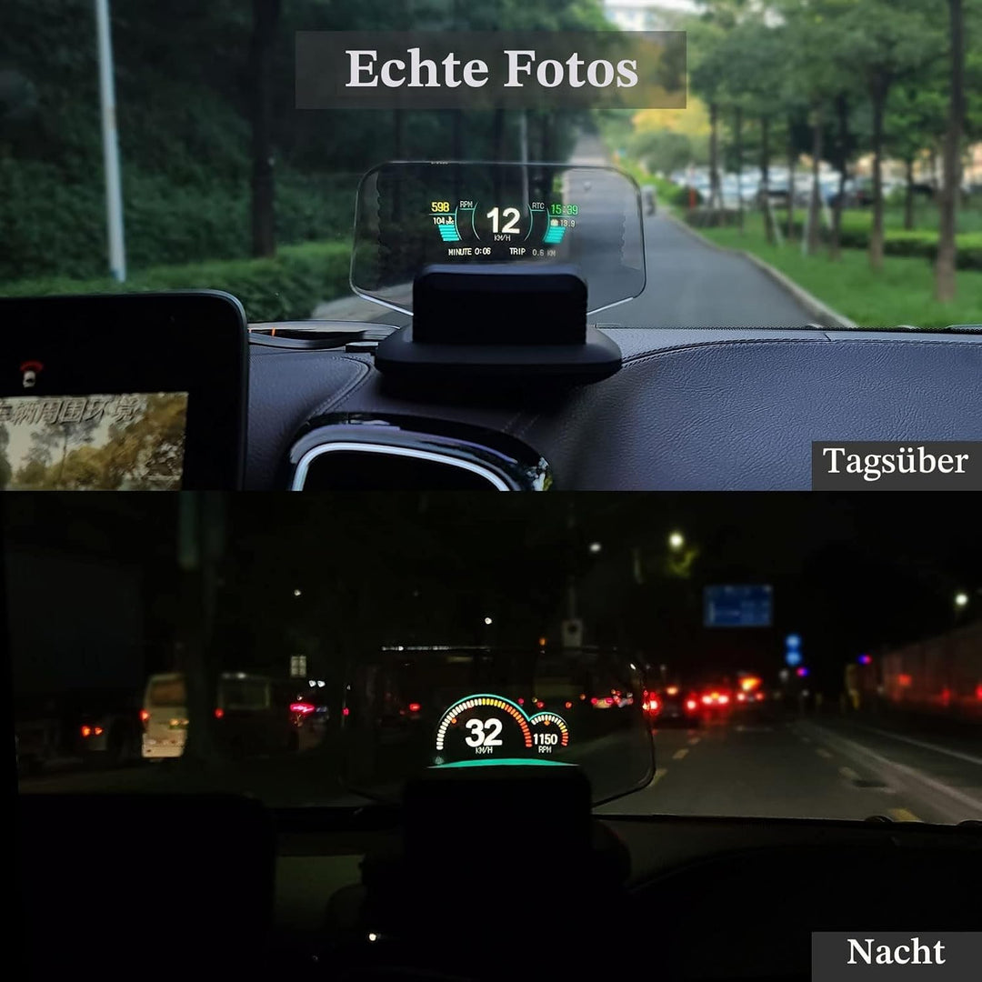AMROOLOO Dual-System Pkw-Head-Up-Display, Anzeige mehrerer Funktionen, GPS, Tacho, OBD, Pkw-Armature