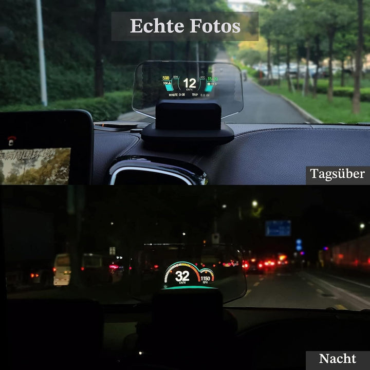 AMROOLOO Dual-System Pkw-Head-Up-Display, Anzeige mehrerer Funktionen, GPS, Tacho, OBD, Pkw-Armature