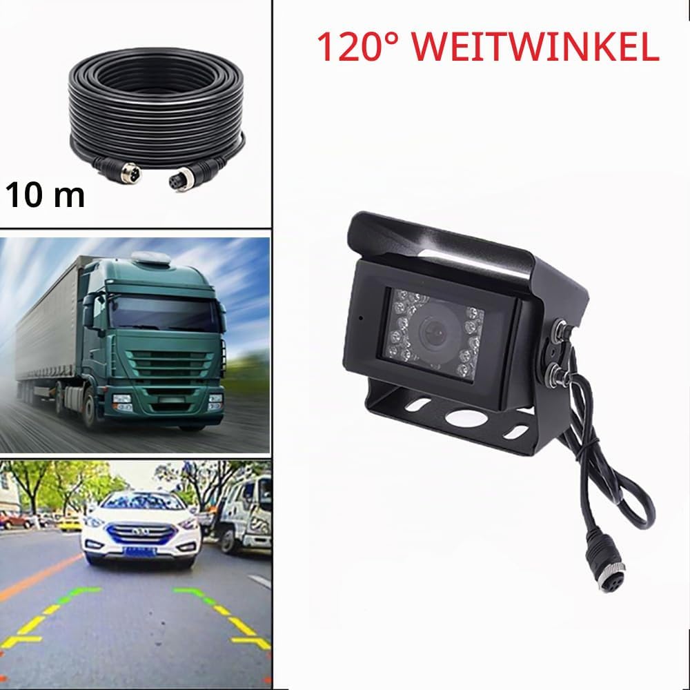 Rückfahrkamera Camecho IR Nachtsicht wasserdichte Rückfahrkamera + 10 Mt 4 Pins Kabel Kit für Auto B
