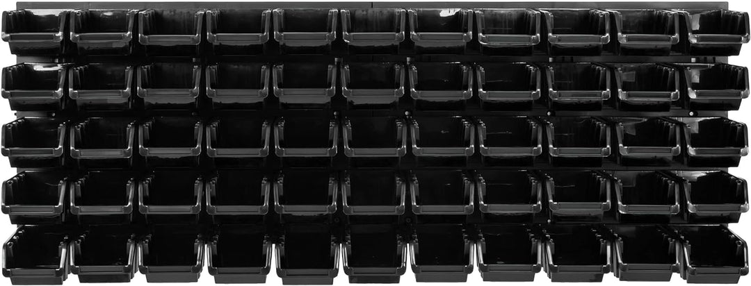 Lagersystem Werkstattregal | 115 x 39 cm | 55 stck. Box | Wandregal mit Stapelboxen - Wandplatten Ex