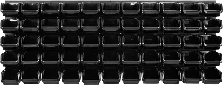 Lagersystem Werkstattregal | 115 x 39 cm | 55 stck. Box | Wandregal mit Stapelboxen - Wandplatten Ex