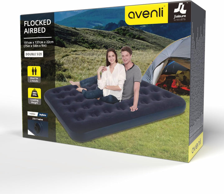 Avenli Camping Luftmatratze für 2 Personen 191x137x22 aufblasbare Matratze Luftbett blau