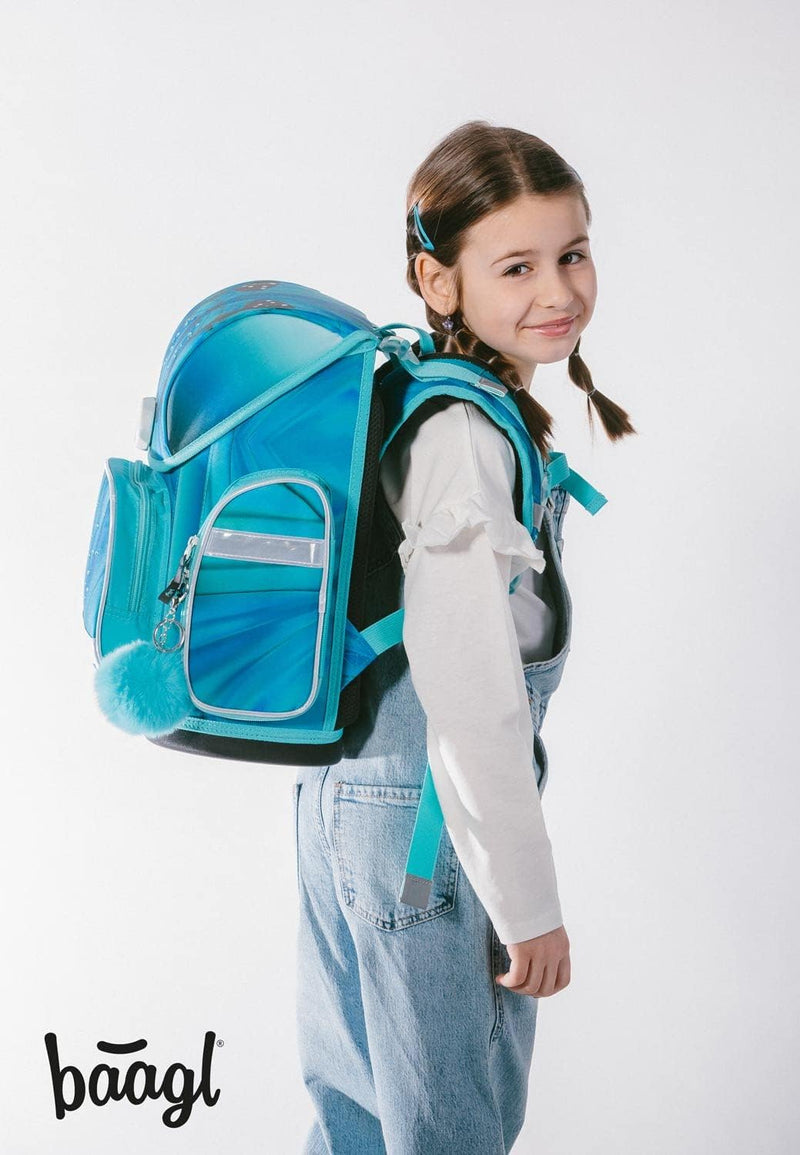 Baagl Schulranzen Mädchen Set 3 Teilig, Ergo Schultasche für 1. Klasse, Ergonomische Grundschule Ran