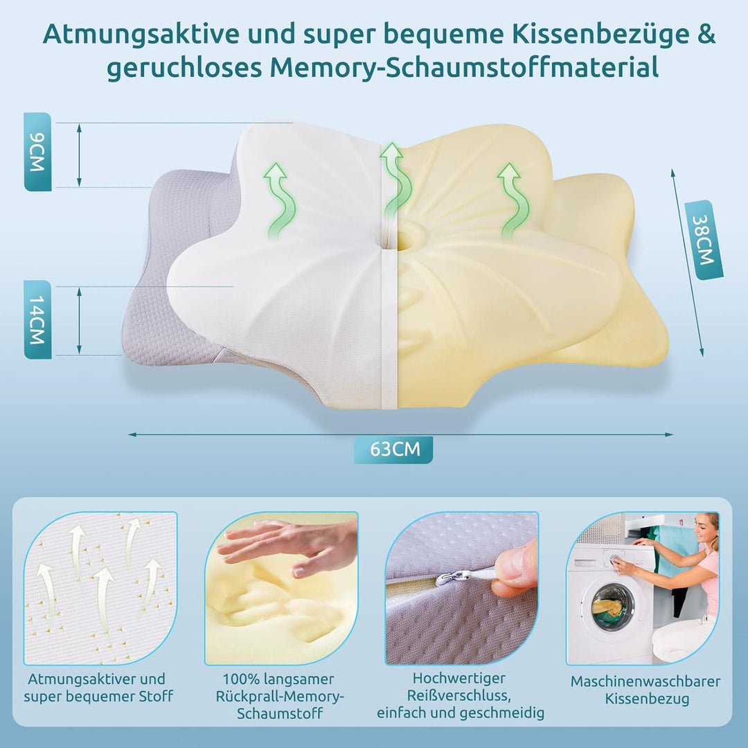DONAMA Memory Foam Kissen ergonomisches Nackenkissen Kopfkissen Seitenschläferkissen für Seiten, Rüc