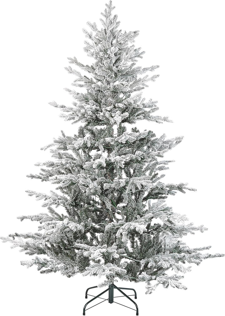 Künstlicher Weihnachtsbaum grün/weiss 180 cm mit LED Lichtern Kunstschnee Brisco