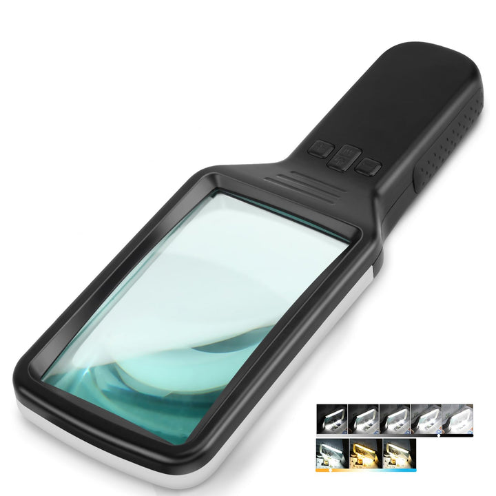 15-fache Leselupe mit Licht, GrossE Optisches Glas Handlupe, 3 Farbmodi, Led dimmbare beleuchtete Lu