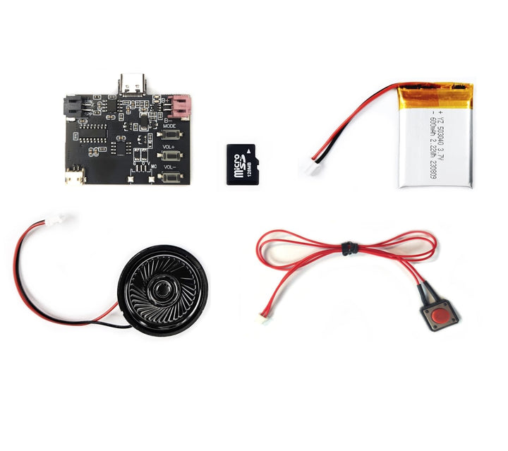 MP3 Soundmodul mit 1 AN-Taste, 3 Wiedergabeoptionen (Nicht Loop, Loop und Zufall), 128 MB Speicher,