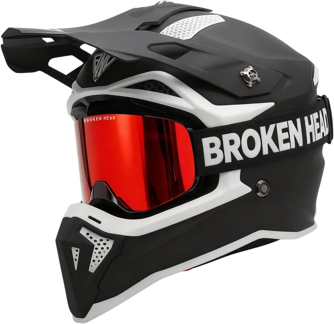Broken Head Crosshelm BND Stealth - Motocross & Supermoto Helm - Leicht (ca. 1300 g), Brillenträger