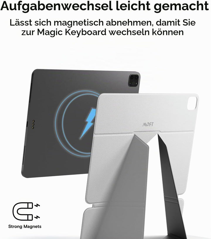 MOFT Tablet Ständer für Schreibtisch, Leder Folio Verstellbarer iPad Ständer Magnetische Hülle mit M