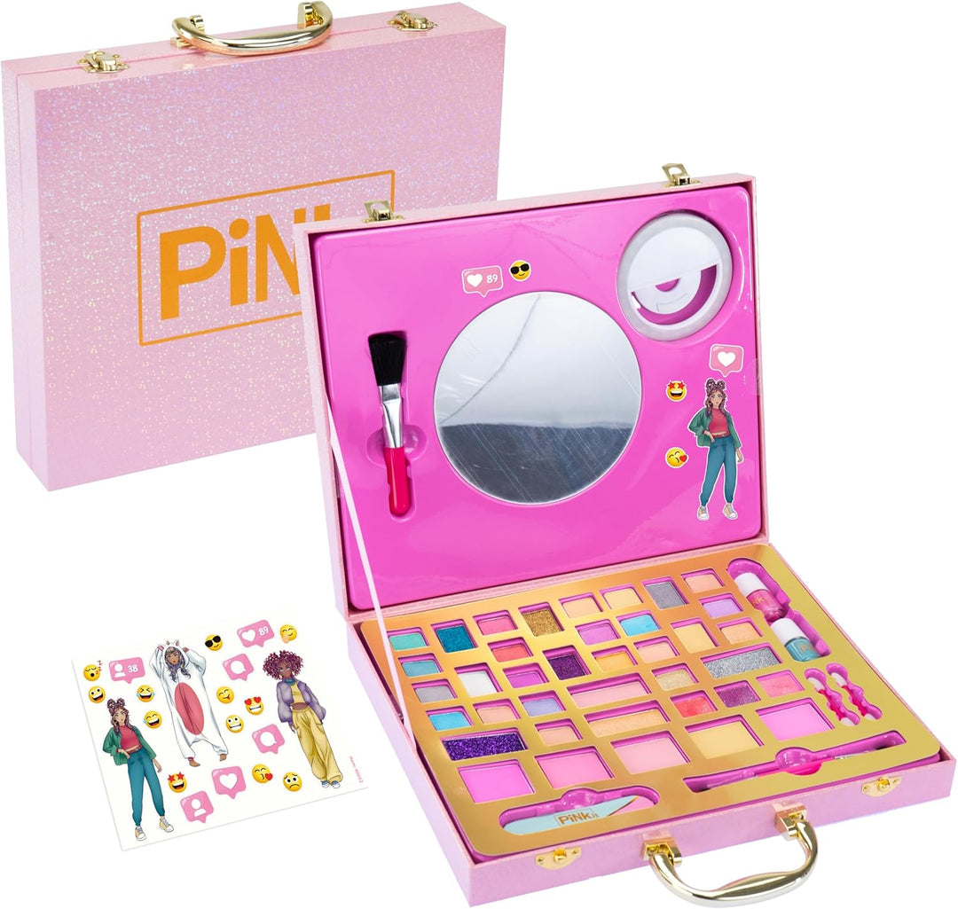 Nice Group - Pink it Selfie Ring Suitcase, 1 Koffer Schminkset mit Spiegel und Leuchtring für Selfie
