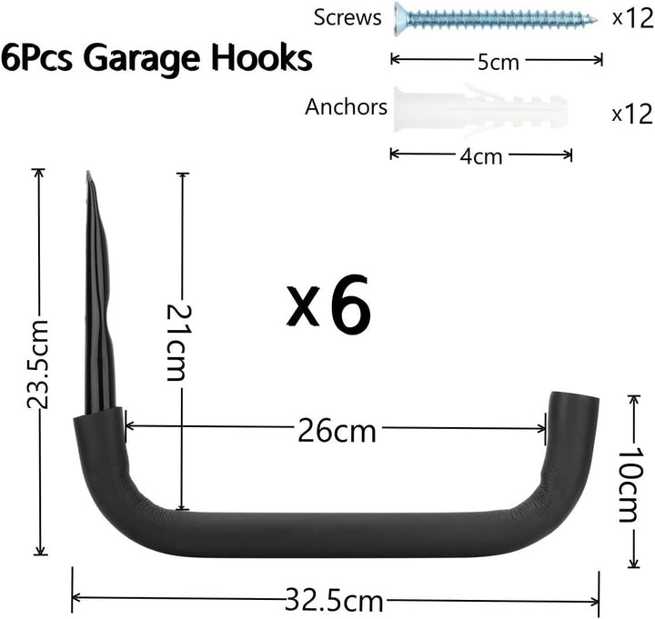 pipabiba Robuste Garagen-Aufbewahrungshaken, Gartenwerkzeuge, Aufbewahrung, Utiltiy-Aufhänger, Wandh