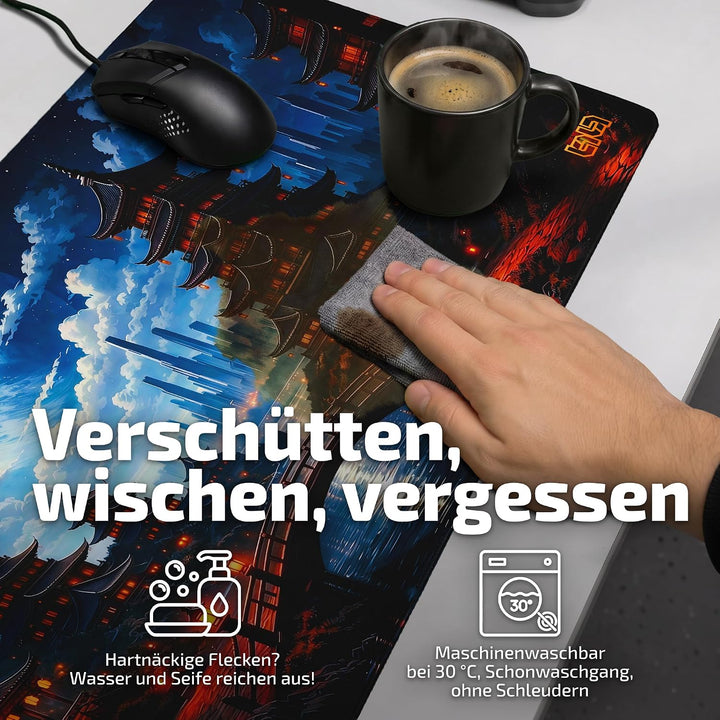 Tilt Gaming Mauspad 800x300 mm - 4 mm rutschfeste Schreibtischunterlage Gross - Speed-Oberfläche &amp; H
