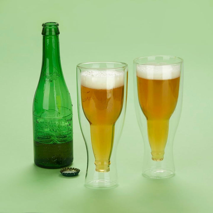 balvi Bierglas Gravity Set bestehend aus 2 Gläsern mit 250 ml Fassungsvermögen Doppelwandig Zum Kühl