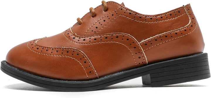 PPXID Jungen Schnürhalbschuhe Schule Oxfords Uniform Hochzeit Anzugschuhe 37 EU Dunkelbraun, 37 EU D