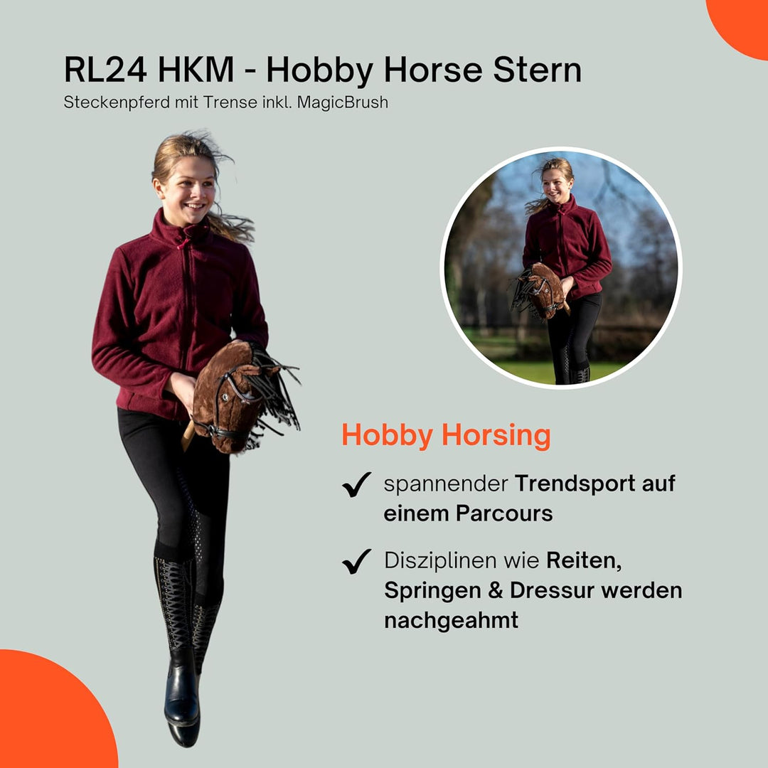 RL24 HKM - Hobby Horse Stern inkl MagicBrush | Steckenpferd mit Trense | Spielpferd aus Plüsch mit H