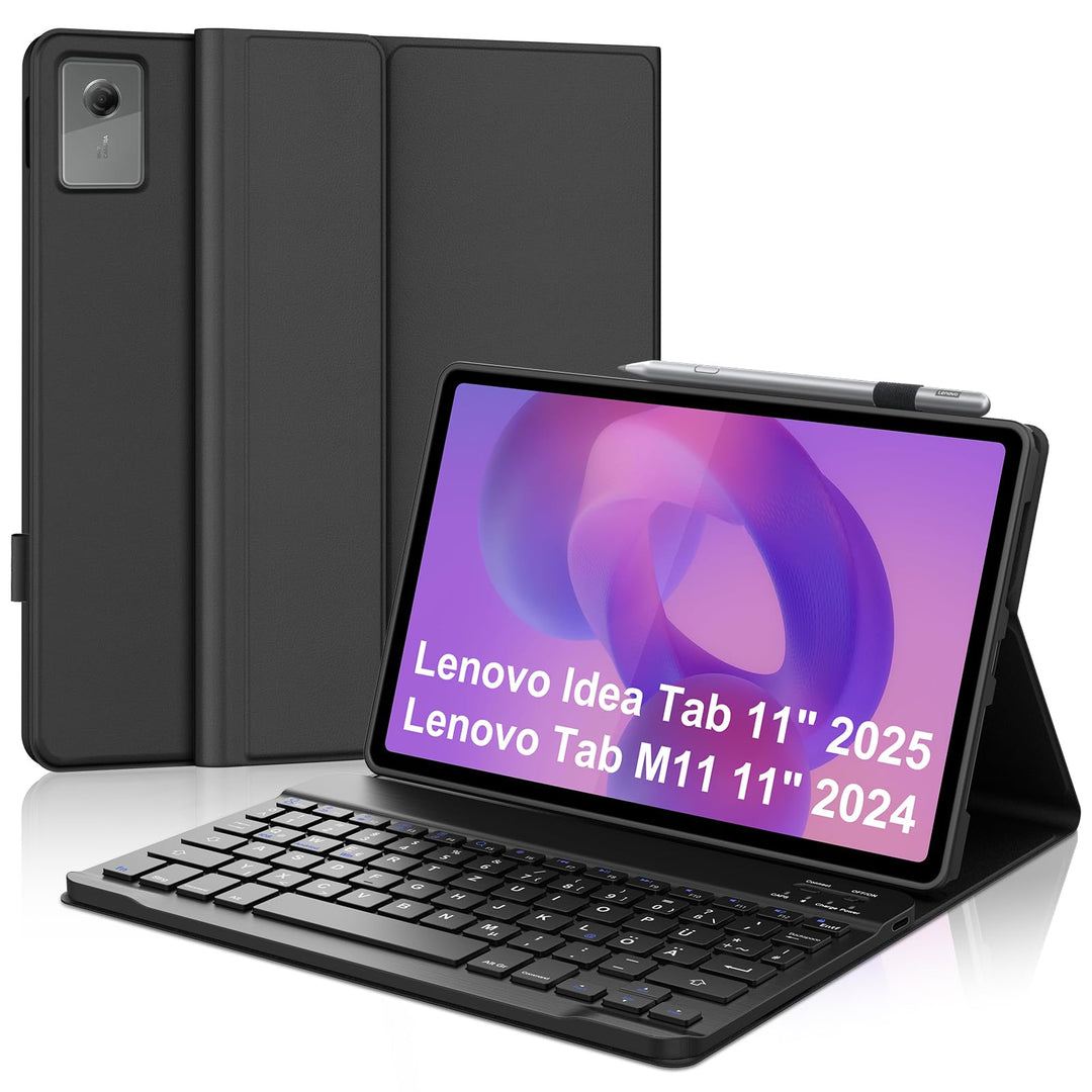 Tastatur Hülle für Lenovo Idea Tab 11 Zoll 2025/K11 Gen 2, QWERTZ Deutsches Magnetisch Abnehmbarer T