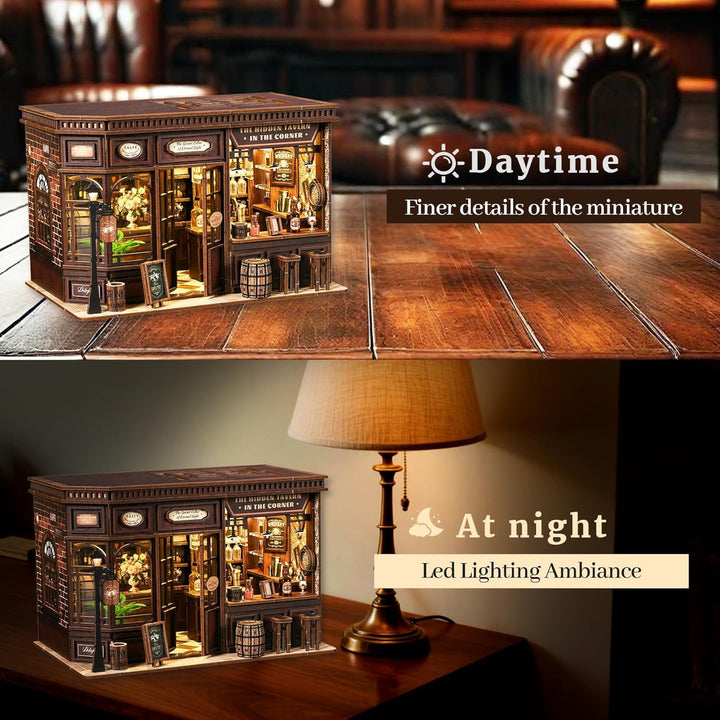 Book Nook Kit für Erwachsene - LUMYCE DIY Miniatur Haus Holzpuzzle 3D Puppenhaus - Buchstütze für Bü