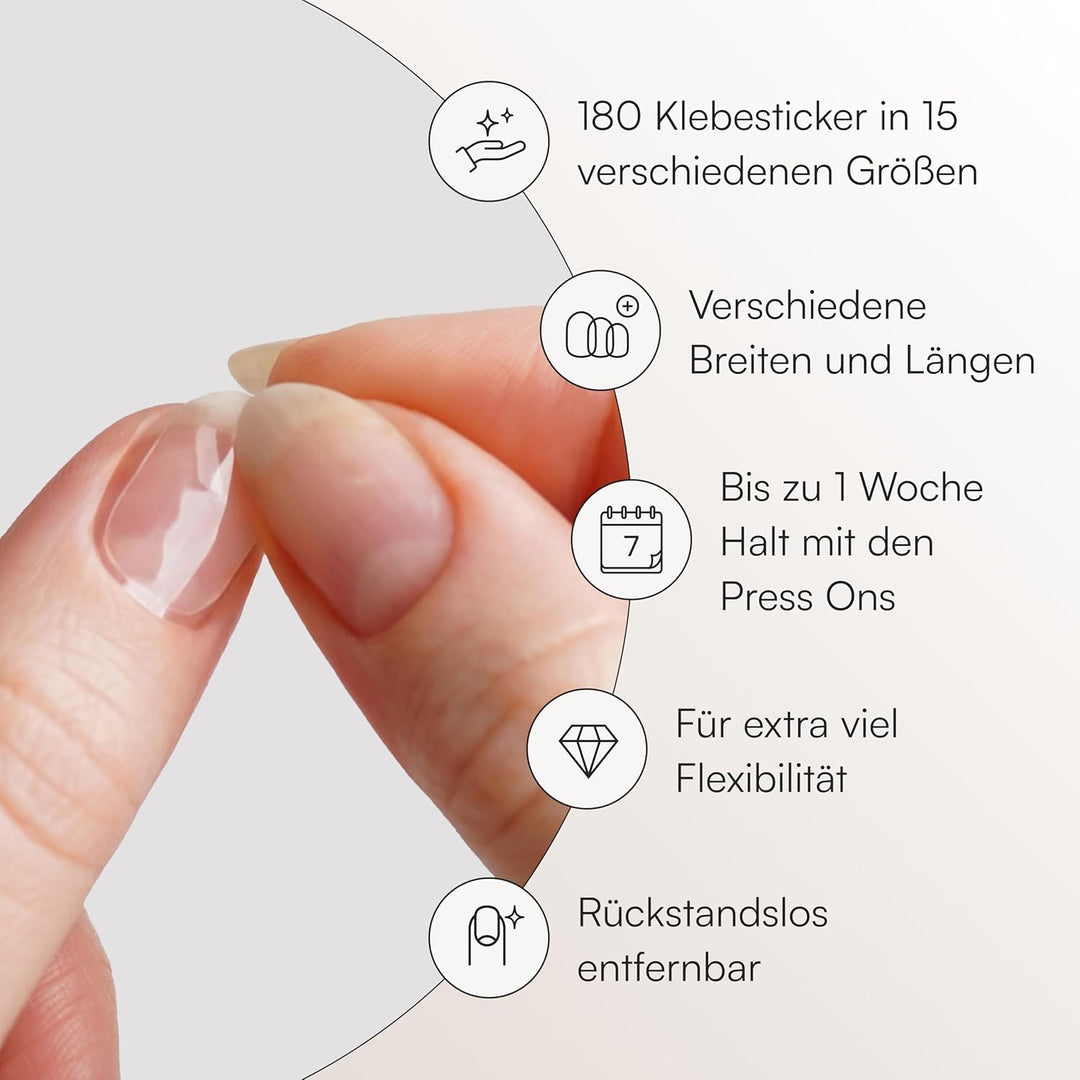 Doonails – Glue Sticker Nagel Klebepads – Spar-Pack - 3x 180 Stück Klebesticker in 15 Grössen – Dopp