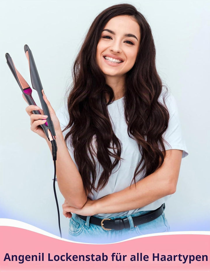 ANGENIL Pro Twist Haarglätter für Damen, Haarglätter und Lockenstab 2 in 1 mit Dualspannung, Runder