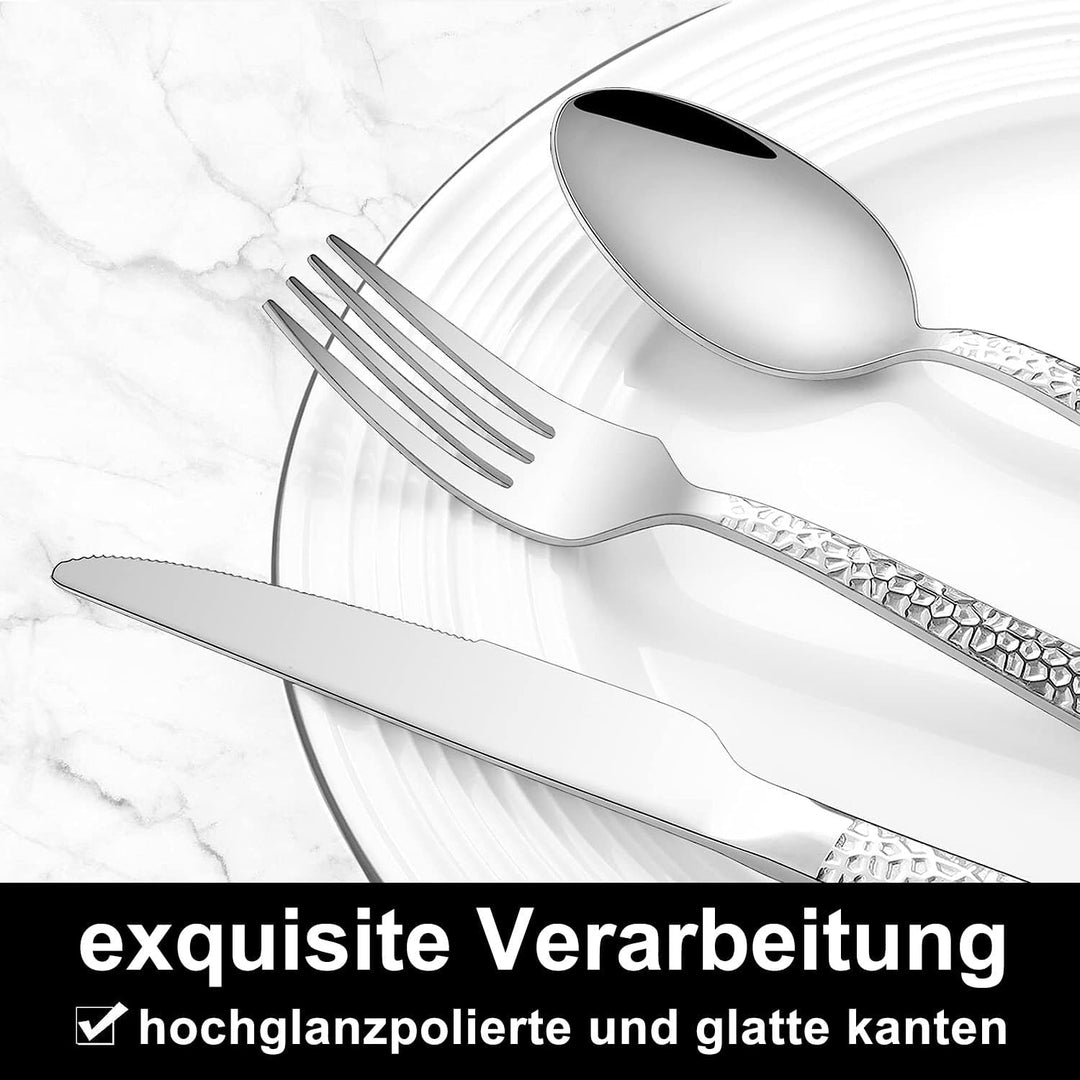 Besteck Set 6 Personen, 30 teilig Edelstahl Besteckset, Essbesteck Set mit Messer Gabel Löffel, Hoch
