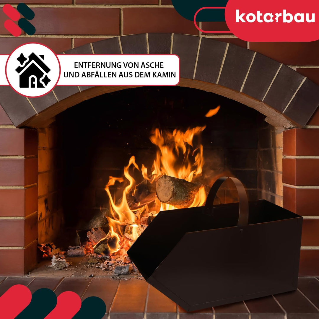 KOTARBAU Aschekasten Kohlenkasten Briketts Holz Koks Aschebehälter Kamingrill Zubehör Ascheschale Ko