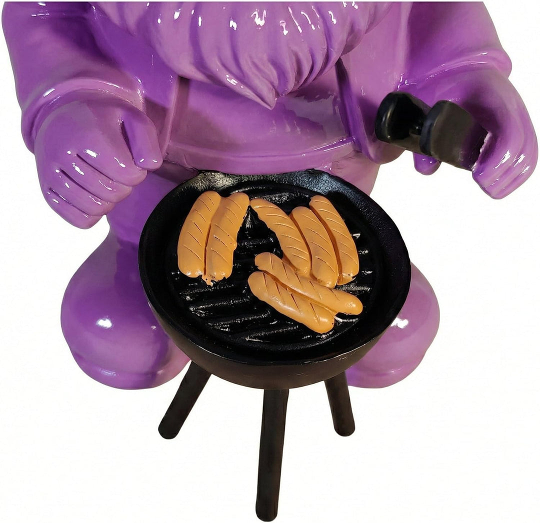 colourliving GartenPoser GrillPoser Gartenzwerg am Grill – Moderne Zwerg-Deko in Hochglanz für Garte