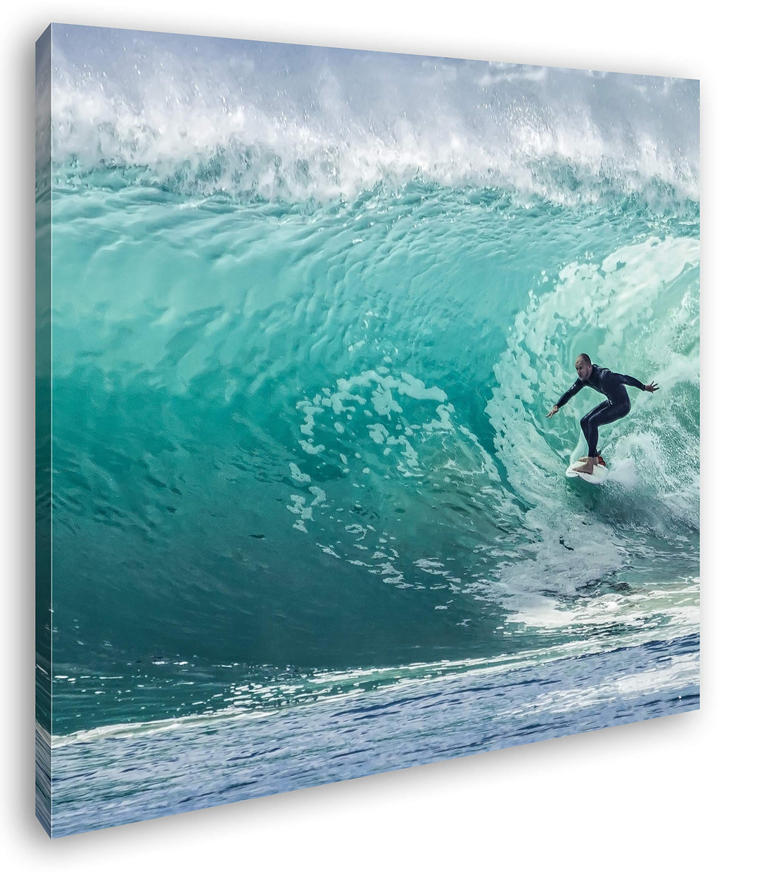 deyoli Surfer in Aktion Format: 70x70 als Leinwandbild, Motiv fertig gerahmt auf Echtholzrahmen, Hoc