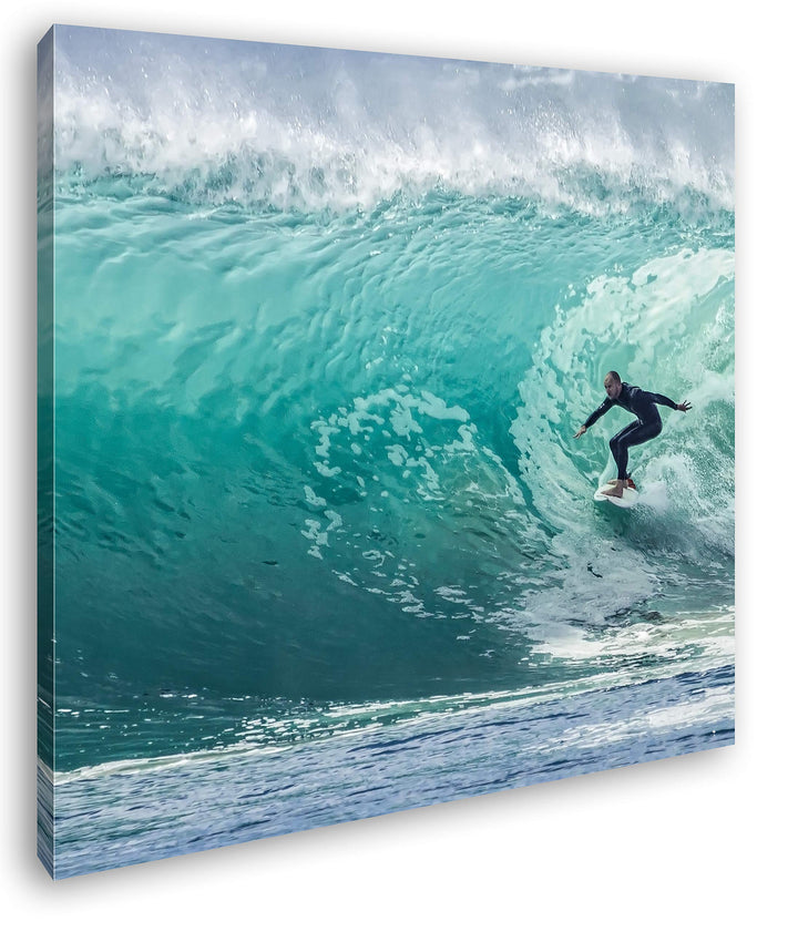 deyoli Surfer in Aktion Format: 70x70 als Leinwandbild, Motiv fertig gerahmt auf Echtholzrahmen, Hoc