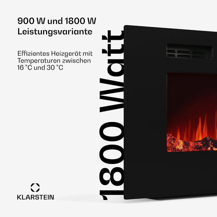 Klarstein Galeras Smart Elektrokamin - 1800 W Heizleistung, Realistische LED-Flammen, App & Fernbedi