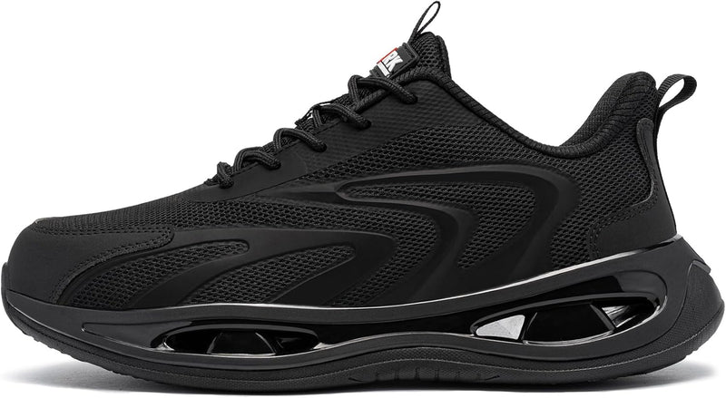 LARNMERN Arbeitsschuhe Herren Sicherheitsschuhe Leichte Stahlkappenschuhe Bequeme Antishock Atmungsa