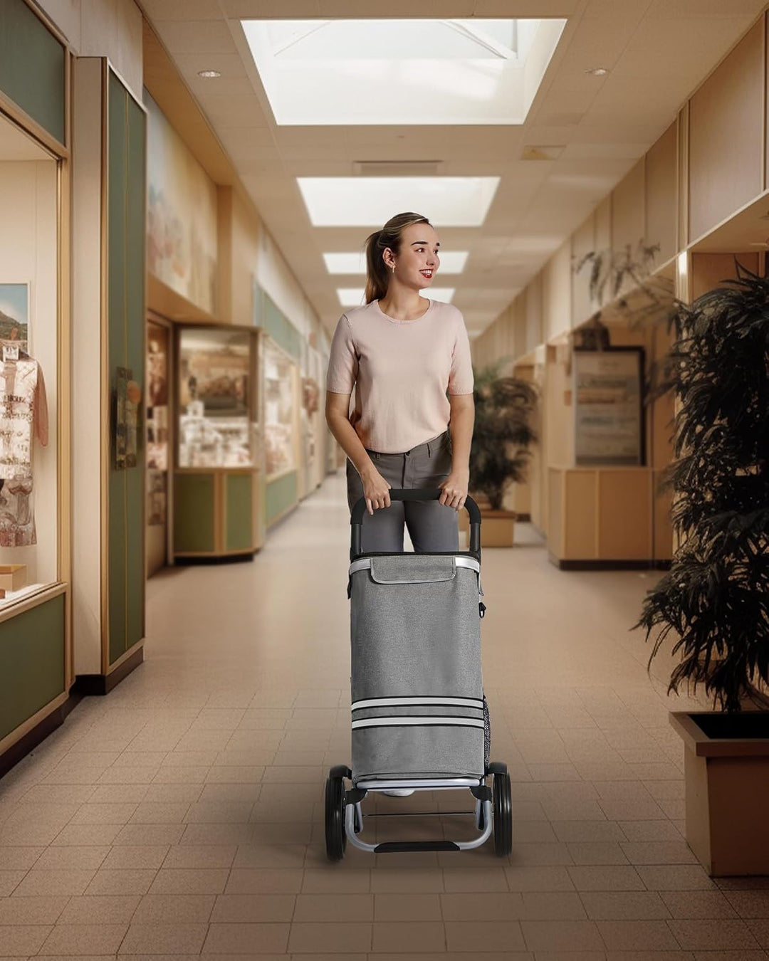 SONGMICS Einkaufstrolley, klappbar, Stabiler Einkaufswagen, mit Kühlfach, grosse Kapazität 35 L, mul