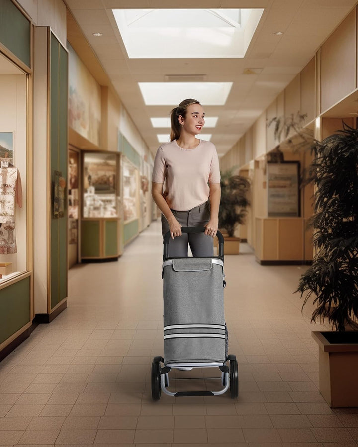 SONGMICS Einkaufstrolley, klappbar, Stabiler Einkaufswagen, mit Kühlfach, grosse Kapazität 35 L, mul