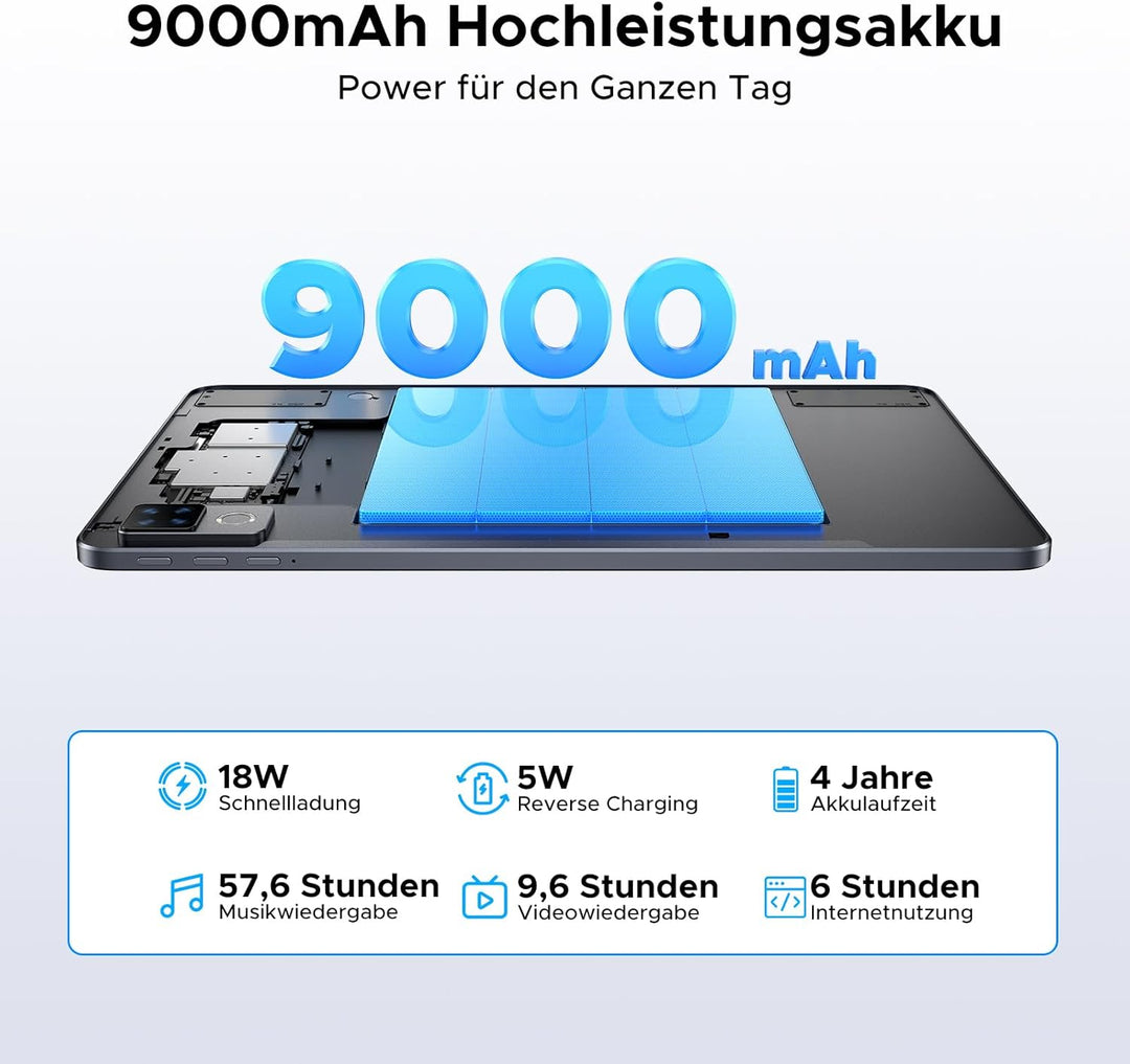 DOOGEE U12 Android 16 Tablet 12 Zoll, 9000mAh, 90Hz Display, Gemini AI, UNISOC T7255 Octa Core Table