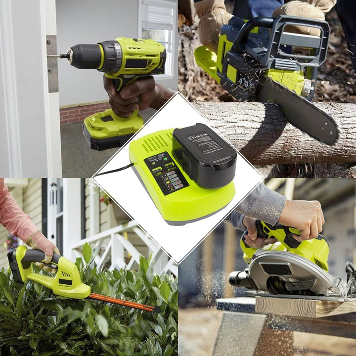 LabTEC RB18L50 18V 5Ah Ersatzakku für Ryobi 2 Packs mit Dual Port Ladegerät Ersatz für Ryobi P117 12