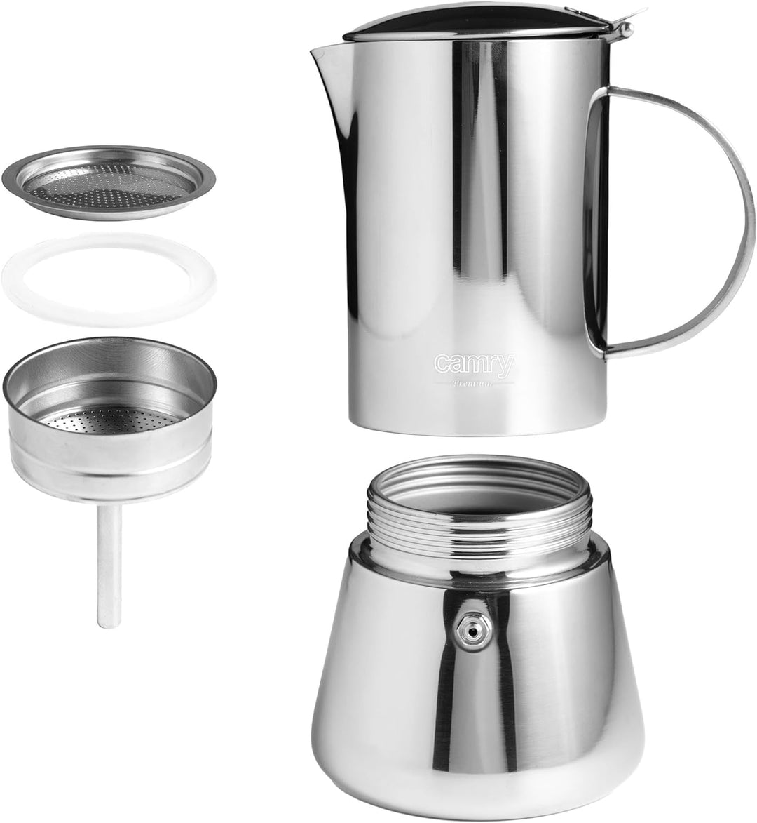 CAMRY - Klassischer Espressokocher aus Edelstahl 500 ml - Induktionsfähiger Mokkakanne für alle Arte