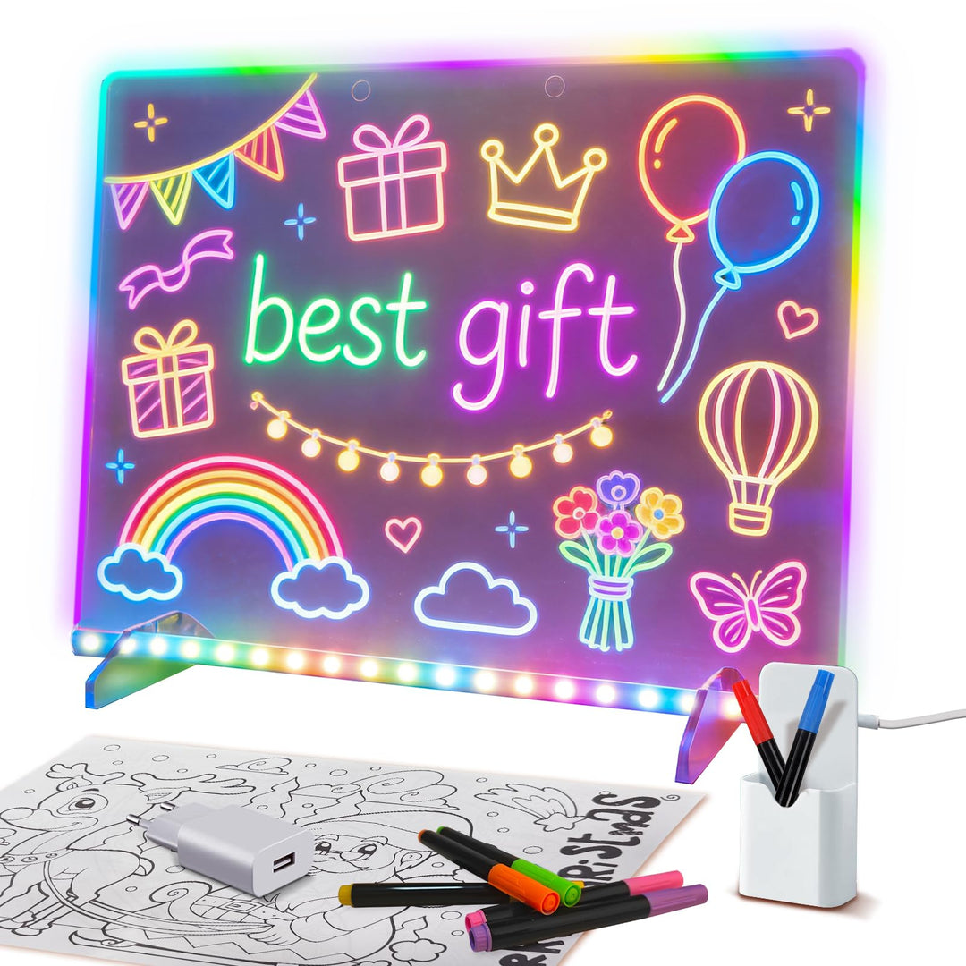 Led Zeichenbrett, Leuchtendes Led Zeichenbrett für Kinder mit 8 Farben & 6 Modi, 35x25cm Acryl Schre