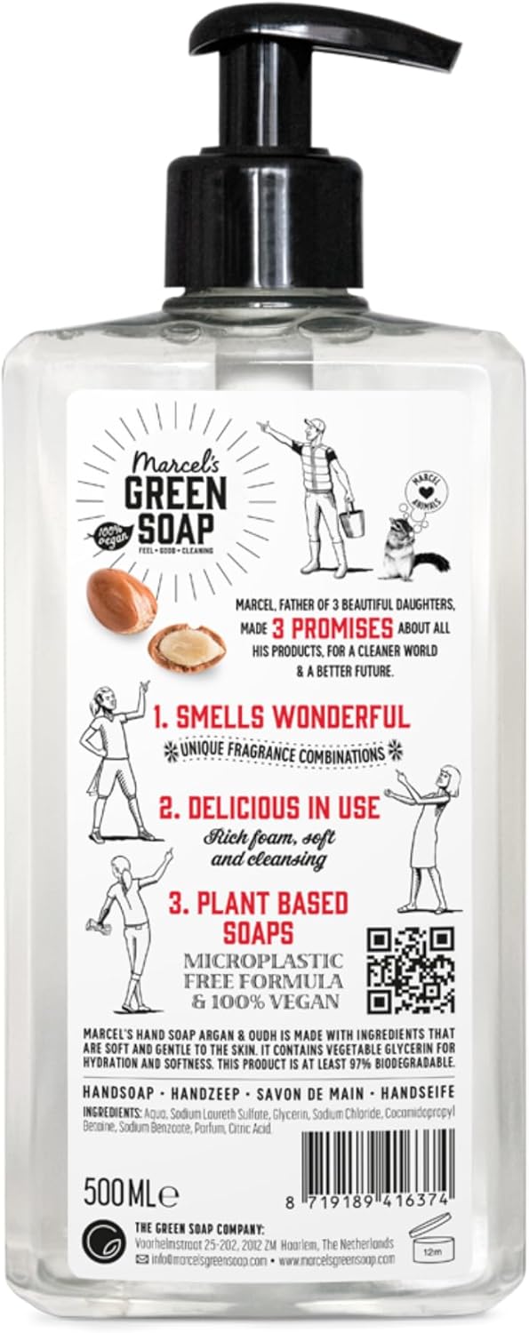 Marcel's Green Soap - Handseife Argan & Oudh - Flüssigseife Spender - 100% Umweltfreundlich - 100% V