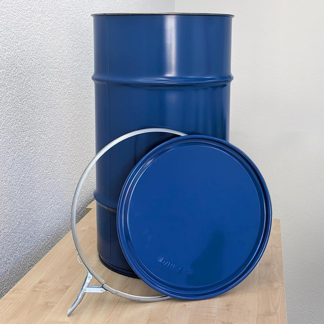 Meier Stahlfass 120 Liter Hobbock Deckelfass | Lebensmittelecht | Metall Blechfass Mülleimer Behälte