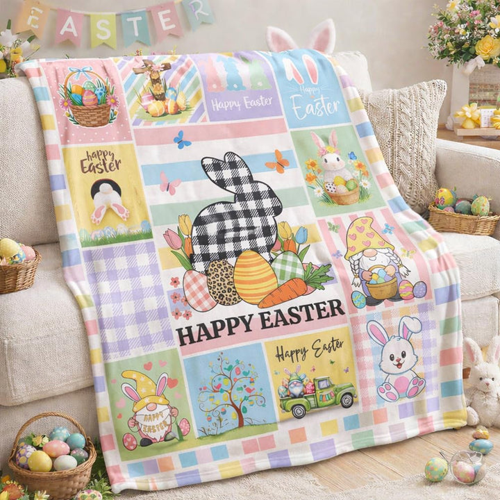 Ostern Kuscheldecke Flanelldecke Schlafdecke Geschenk 150×130CM Ostern Hase Happy easter Geschenk Os