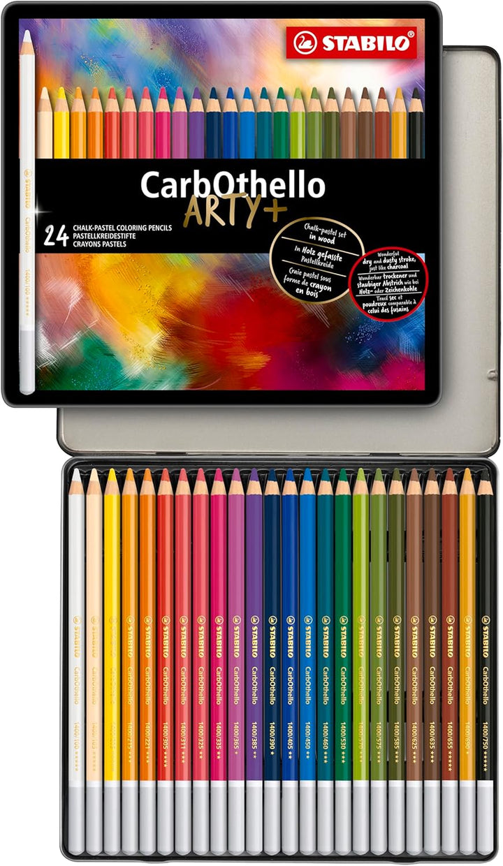 Pastellkreidestift - STABILO CarbOthello - ARTY+ - 24er Metalletui - mit 24 verschiedenen Farben 24e