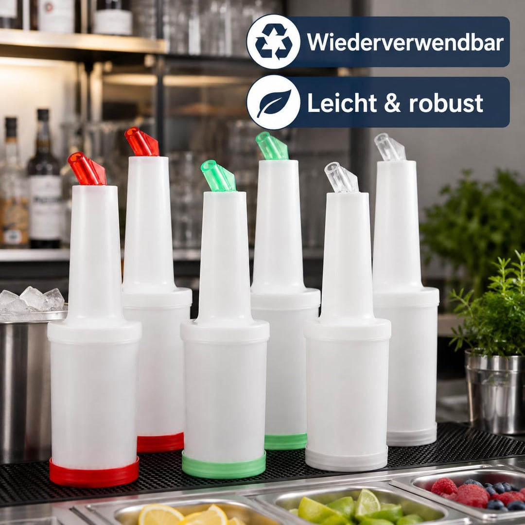 Besonzon, Saftflaschen, mit Ausgiesser und Deckel , bunt, 6 Stück, einfach mischen, giessen und lage