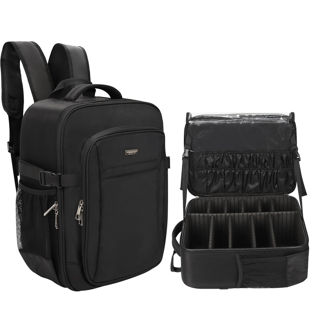 Make-up Rucksack, Profi Reise Make-up-Koffer Set für Frauen – XL Kosmetik-Organisierer mit Pinselauf