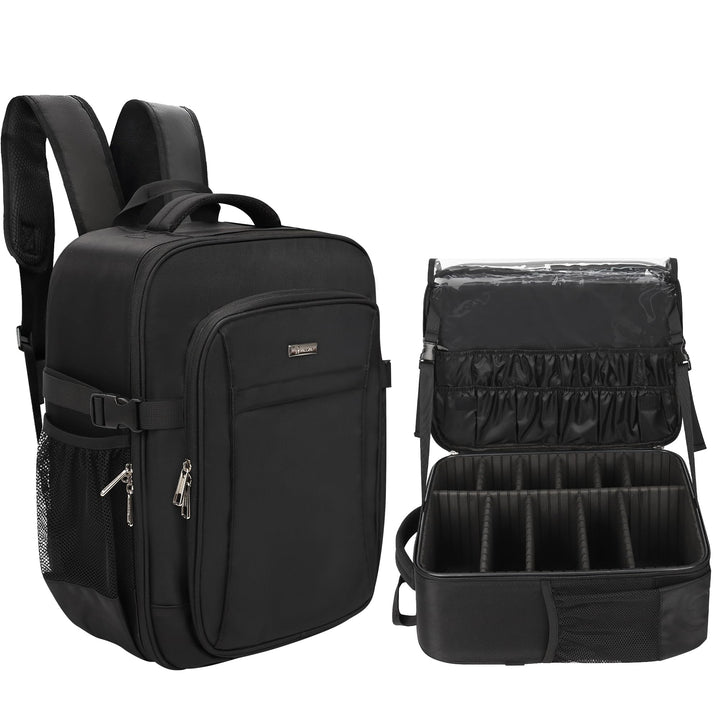 Make-up Rucksack, Profi Reise Make-up-Koffer Set für Frauen – XL Kosmetik-Organisierer mit Pinselauf