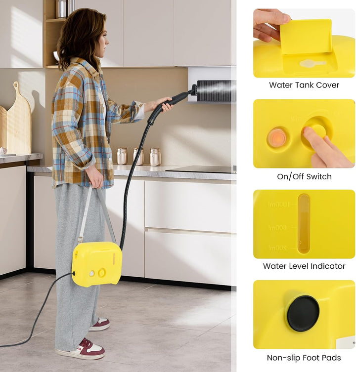 SOARS Dampfreiniger Handgerät mit 11 Zubehör, Dampfdruck: 3 bar, Max. 180 ℃, Leistung: 1600W, Wasser