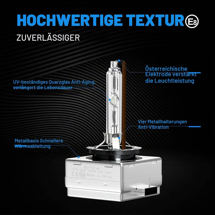 Wattstar D1S 4300K Glühlampe, Xenon-Scheinwerfer, 35 W HID, Scheinwerfer ersetzen, wasserdichtes IP6