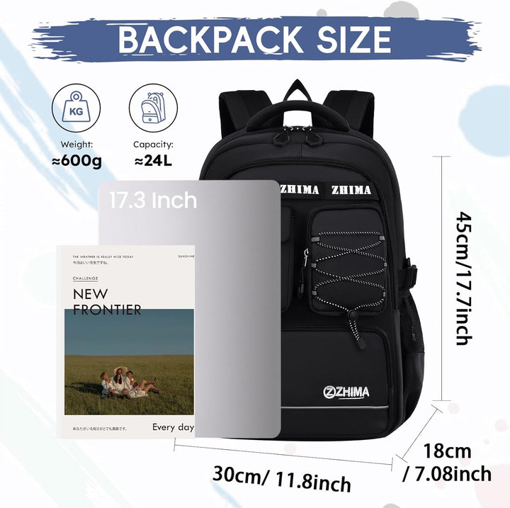 Schulrucksack Jungen Teenager, Rucksack Schule Gymnasium Oberstufe Schulranzen mit Reflektoren für 1