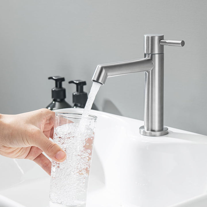 Kaltwasserhahn Gäste WC mit Abnehmbar Bubbler & Anschlussschlauch, Kaltwasserarmatur mit Auslaufhöhe