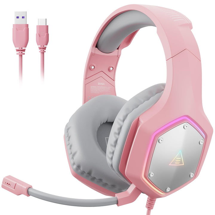 EKSA E1000V2 Gaming Headset, Type-C &amp; USB-A Schnittstelle Headset Mit Mikrofon, 7.1 Surround Sound &amp;