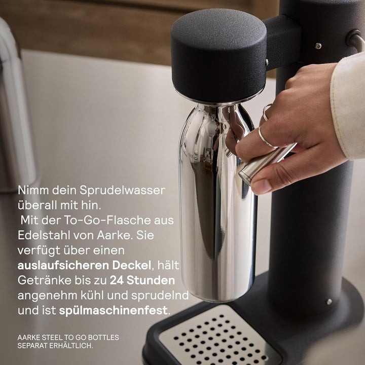 Aarke Carbonator 3 Wassersprudler mit Aarke Flasche, Mattschwarz, Mattschwarz