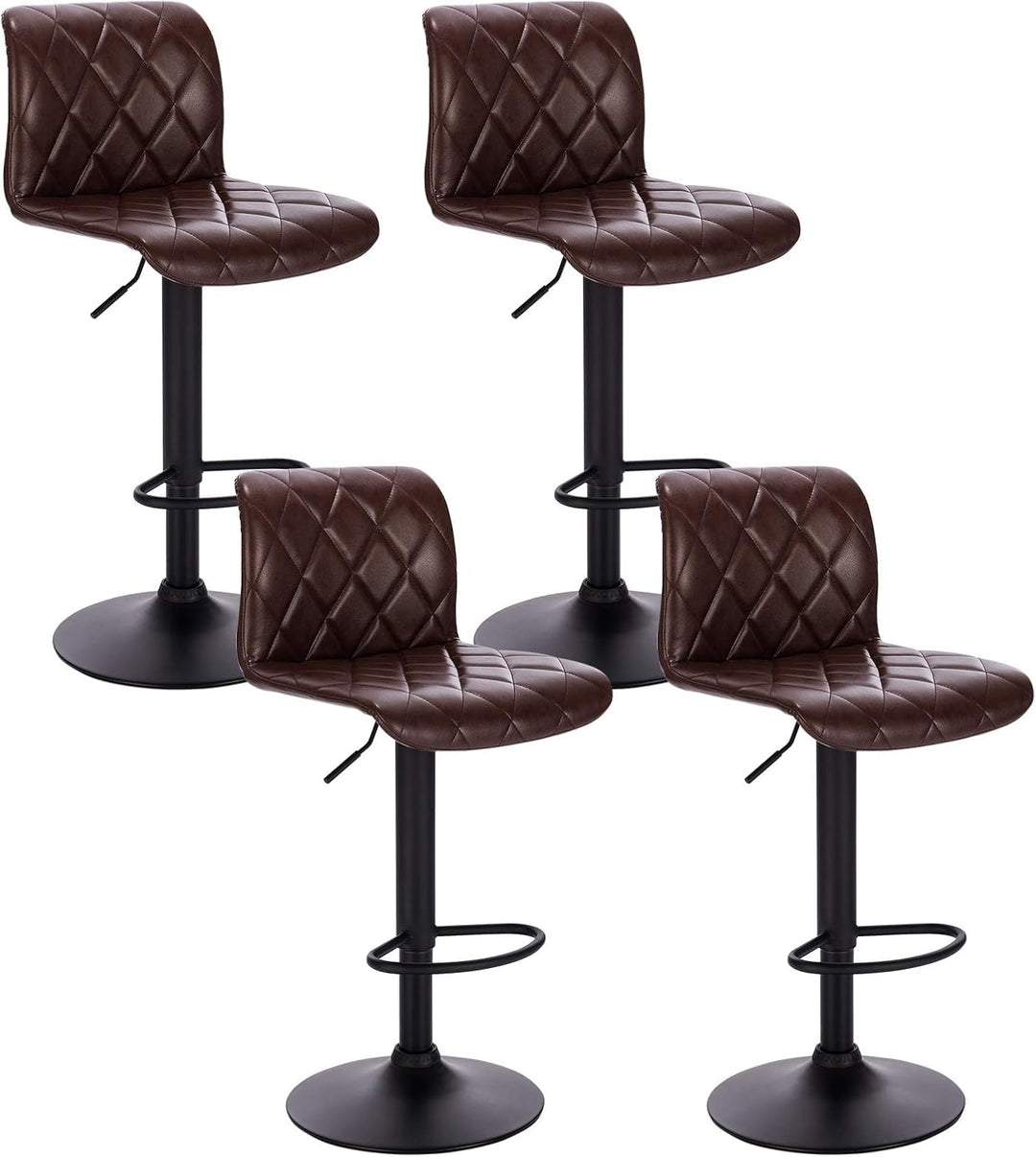 Lestarain 4X Barhocker Drehstuhl Tresenhocker Barstuhl aus Kunstleder Stahl mit Rücklehne Höhenverst